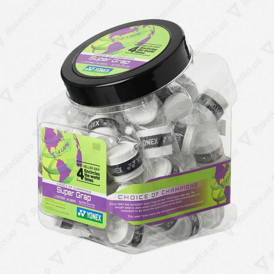 Yonex AC102-60 Super Grap Overgrip Bucket Pack White 60pcs